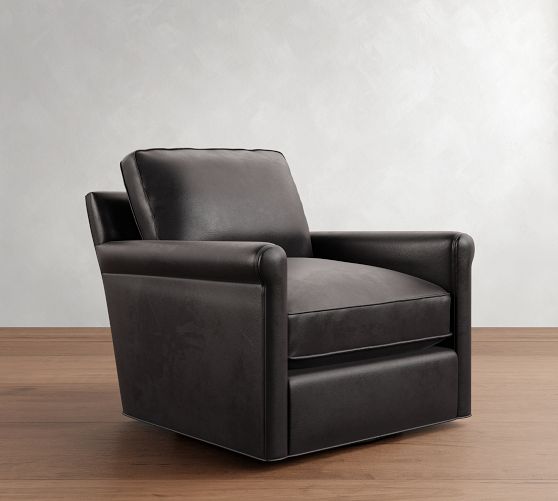 Tyler Roll Arm Leather Swivel Chair by Pottery Barn