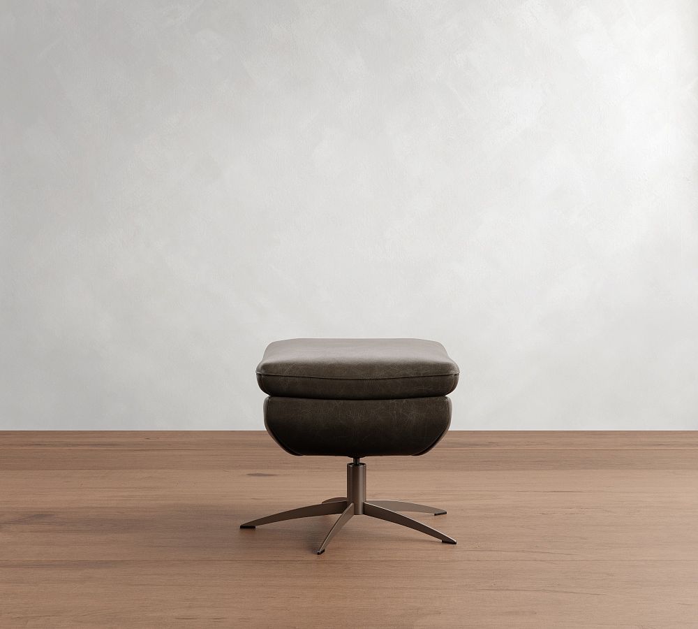 Wells Leather Swivel Ottoman by Pottery Barn