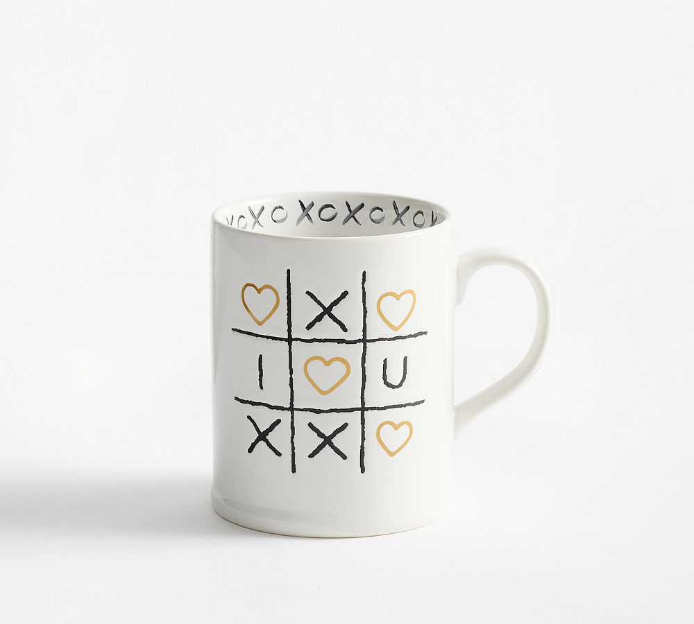 XOXO Tic-Tac-Toe Stoneware Mugs - Set of 4 by Pottery Barn