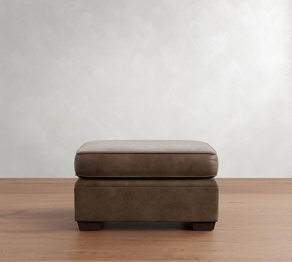 Pearce Leather Ottoman by Pottery Barn