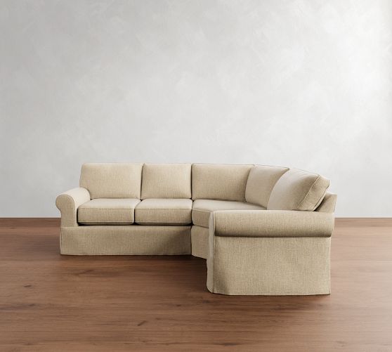 Buchanan Roll Arm Slipcovered 3-Piece Curved Wedge Sectional (100") by Pottery Barn