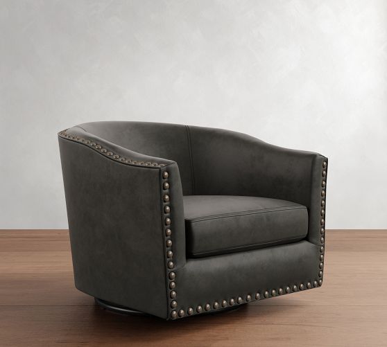 Harlow Leather Swivel Chair by Pottery Barn