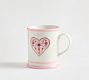 Heart Block Print Stoneware Mugs - Set of 4