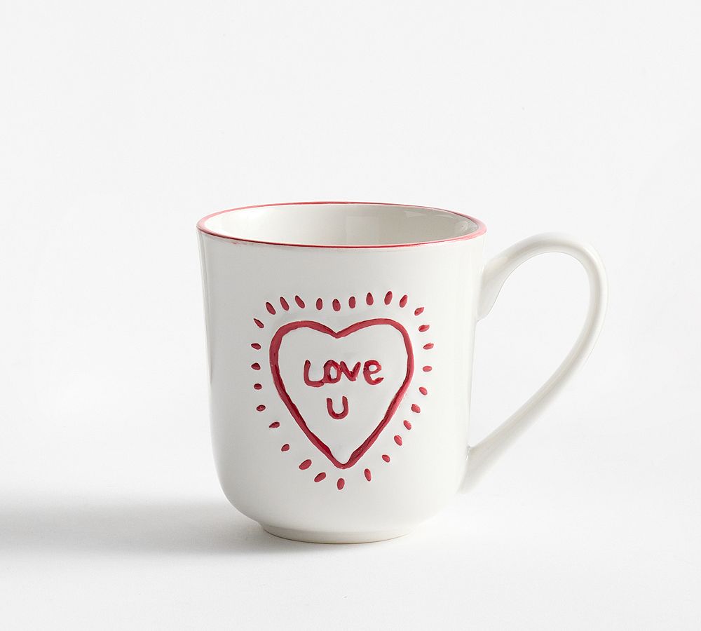 Love You Embossed Stoneware Mugs - Set of 4 by Pottery Barn