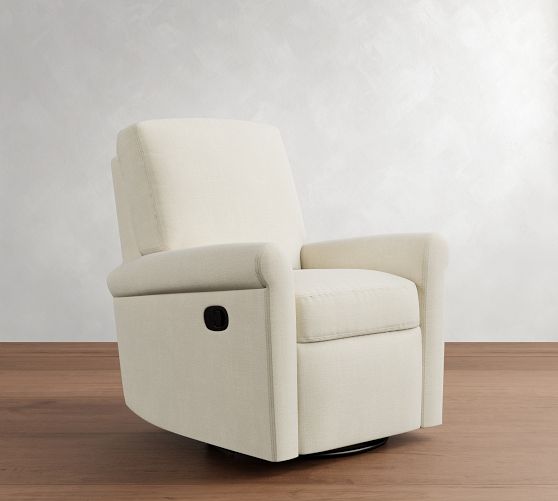 PB Comfort Modern Roll Arm Swivel Recliner by Pottery Barn