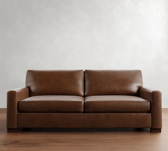 Turner Square Arm Leather Sleeper Sofa (58"-83") by Pottery Barn