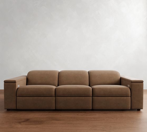 Ultra Lounge Square Arm Leather Modular Sofa (111") by Pottery Barn