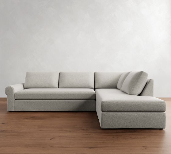 Big Sur Roll Arm Slipcovered Return Bumper Sectional (114"-146") by Pottery Barn