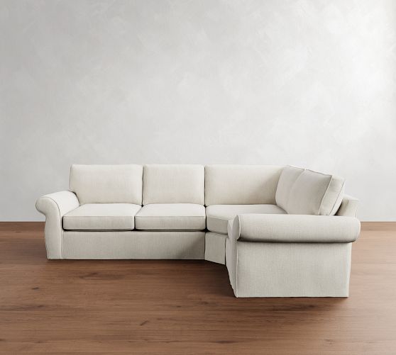 Pearce Roll Arm Slipcovered 3-Piece Wedge Sectional (122"-130") by Pottery Barn