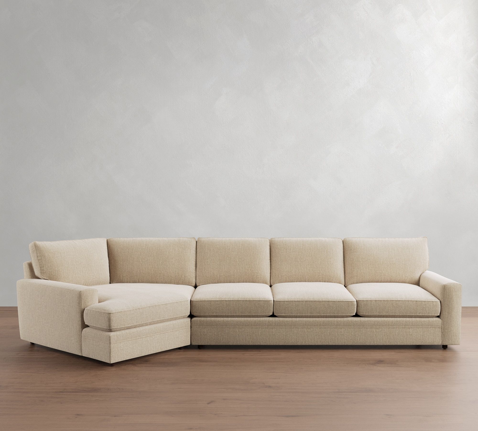Pearce Square Arm Deep Seat Cuddle Chaise Sectional (137"&ndash;167")