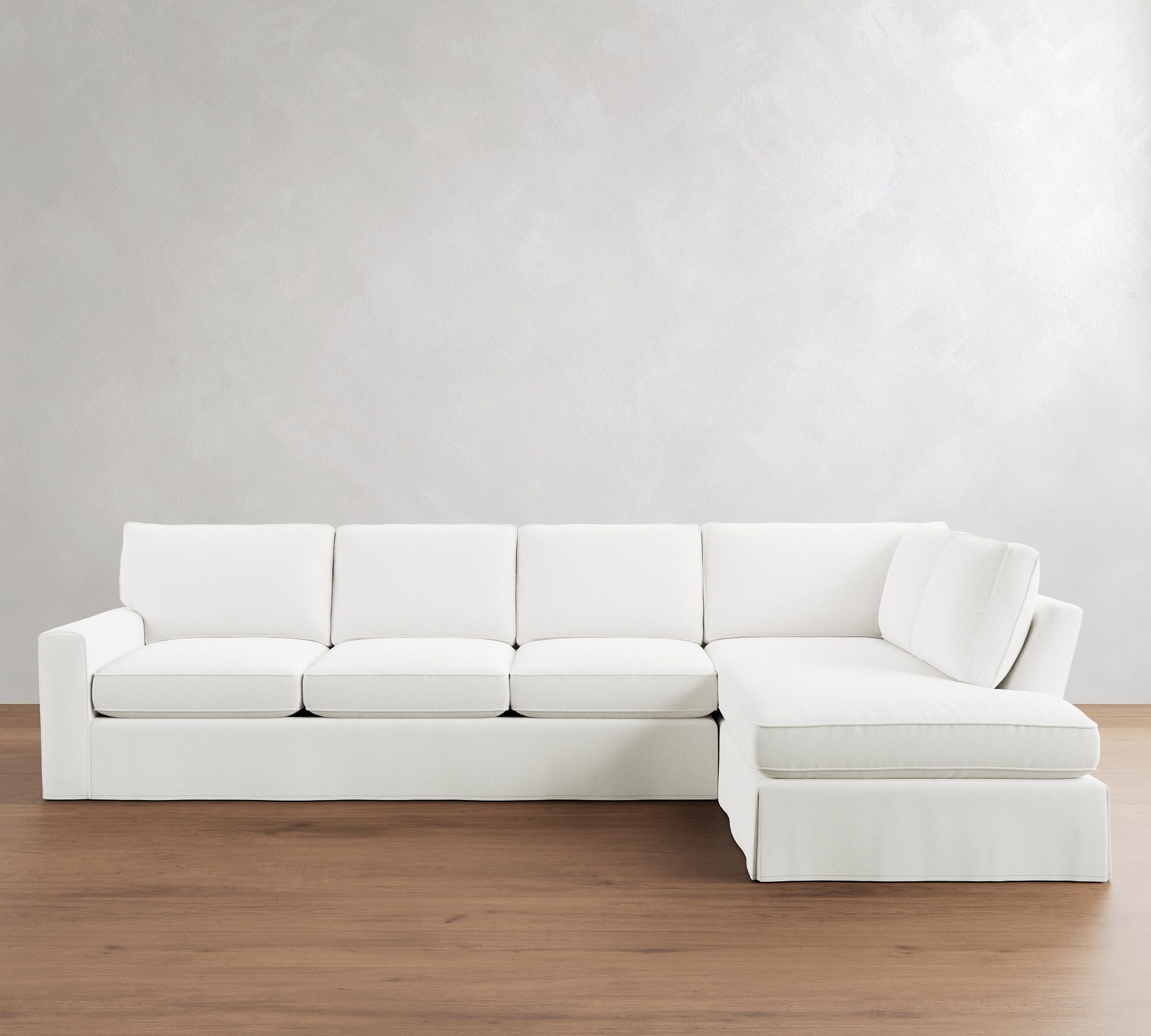 Pearce Square Arm Deep Seat Slipcovered Return Bumper Sectional (115"&ndash;145")