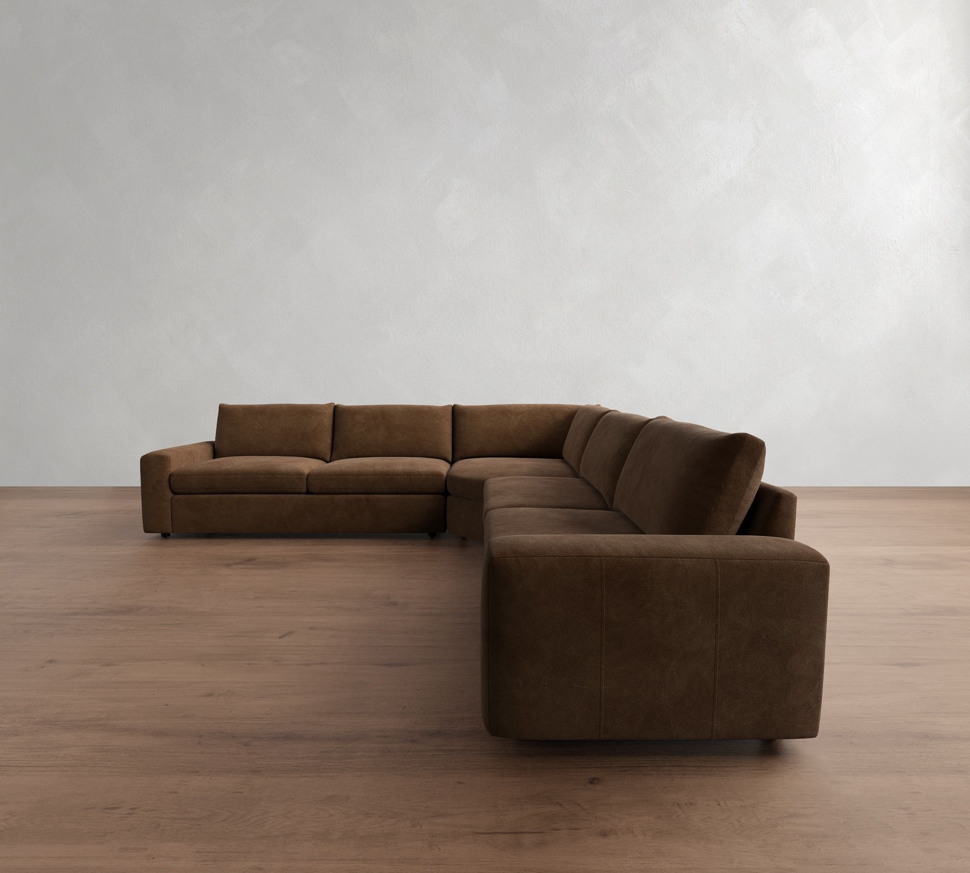 Sierra Leather 3-Piece L-Shaped Wedge Sectional (139"&ndash;149")