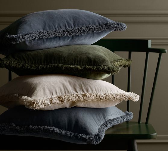 Everywhere Velvet With Fringe Pillow Cover
