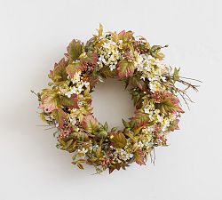 Faux Oak Leaf and Hydrangea Wreath &amp; Garland
