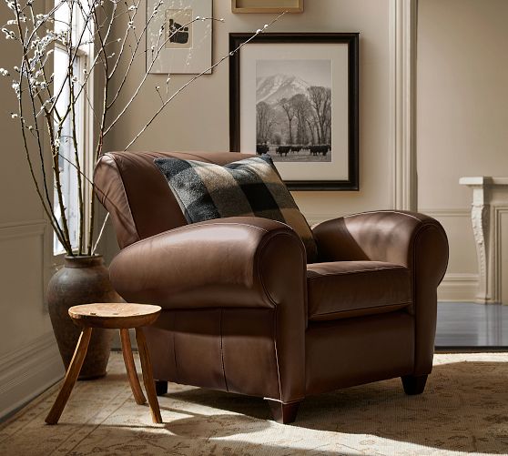 Manhattan Roll Arm Leather Chair by Pottery Barn