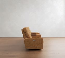 Parker Leather Power Reclining Storage Sofa (91"&ndash;137")