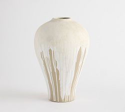 Open Box: Artisan Drip Vase, Tall (14"H) - Brown on White