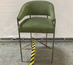 Open Box: Baldwin Upholstered Metal Bar Stool (30.5") - Brass, Performance Everyday Velvet Fern