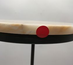Open Box: Delaney Round Marble C-Table (10") -  Golden Calacatta Marble, Antique Bronze