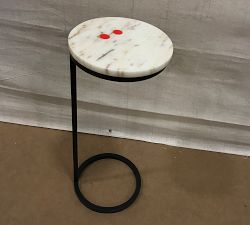 Open Box: Delaney Round Marble  C-Table (10'') - Golden Calacatta, Bronze