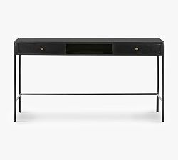 Open Box: Harmon Writing Desk with Drawers (58") - Black, Weathered Bronze Hardware
