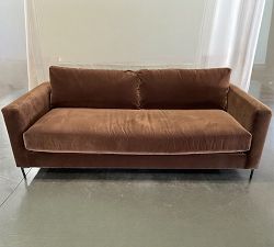 Open Box: Jake Sofa (86"W, 39"D) 2X1 - Faux Mohair Velvet Espresso, Bronze