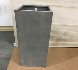 Open Box: Mission Square Handmade Outdoor Planter, Tall (15"D x 32"H) - Grey
