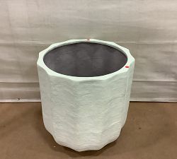 Open Box: Modern Rustic Fluted Outdoor Planter, X-Large (20"D x 20"H) - White