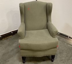 Open Box: SoMa Delancey Upholstered Wingback Armchair - Performance Rustic Linen Olive