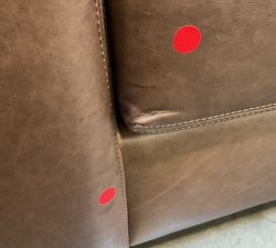 Open Box: Turner Roll Arm Leather Grand Sofa (109"W, 44"D), 3X3 - Gravel Chocolate, Dark Walnut