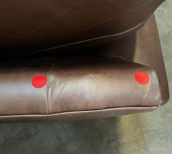 Open Box: Turner Roll Arm Leather Grand Sofa (109"W, 44"D), 3X3 - Gravel Chocolate, Dark Walnut