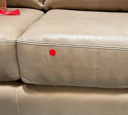 Open Box: York Square Arm Leather Grand Sofa (95"), 3X3 - Churchfield Taupe, Espresso