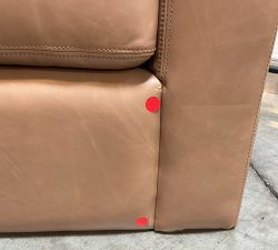 Open Box: York Square Arm Leather Grand Sofa (95"), 3X3 - Churchfield Taupe, Espresso