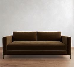 Open Box: Jake Sofa (86"W, 39"D) 2X1 - Faux Mohair Velvet Espresso, Bronze