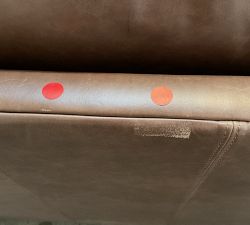 Open Box: Turner Roll Arm Leather Grand Sofa (109"W, 44"D), 3X3 - Gravel Chocolate, Dark Walnut