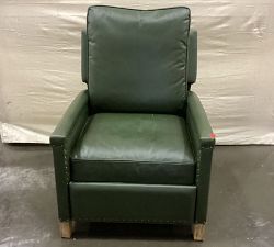 Open Box: Tyler Square Arm Leather Tall Recliner with Nailheads (41") - Vintage Hunter, Seadrift Finish