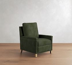Open Box: Tyler Square Arm Leather Tall Recliner with Nailheads (41") - Vintage Hunter, Seadrift Finish
