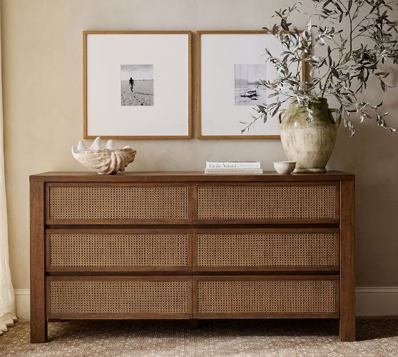 black dresser with cane webbing 59x15x26 in Black Wicker/Rattan Dressers & Chests Styled for Every Mood
