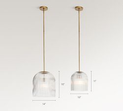 Cooper Ribbed Glass Pendant (5"-14")