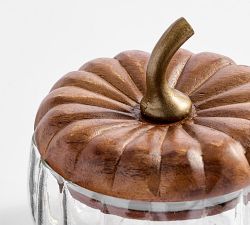 Glass Pumpkin Lidded Snack Bowl