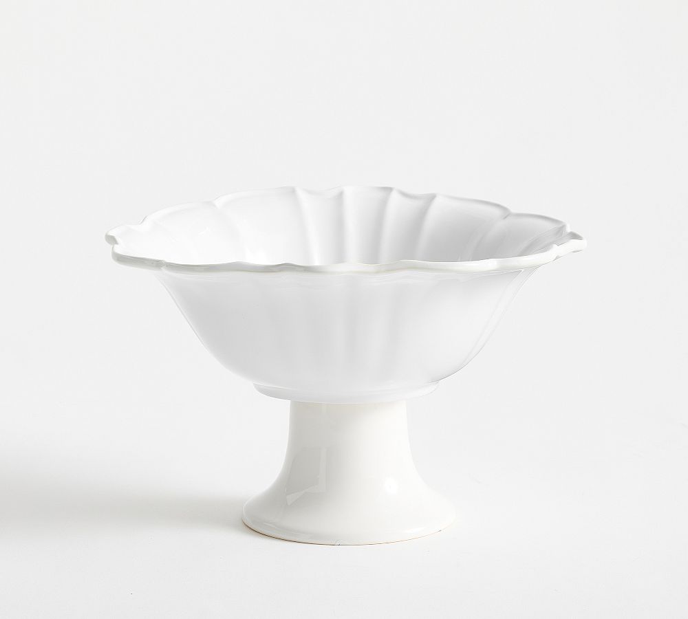 Monique Lhuillier Juliana Scalloped Footed Serving Bowl - Single - White