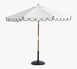 Scalloped Round Eucalyptus Umbrella with Brass Accents (9')