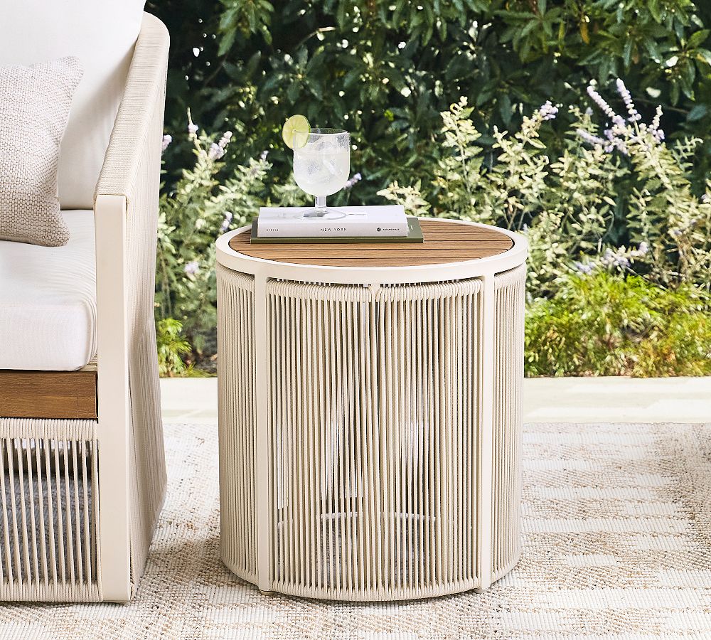 Lakewood Rope Round Outdoor Side Table (18") by Pottery Barn