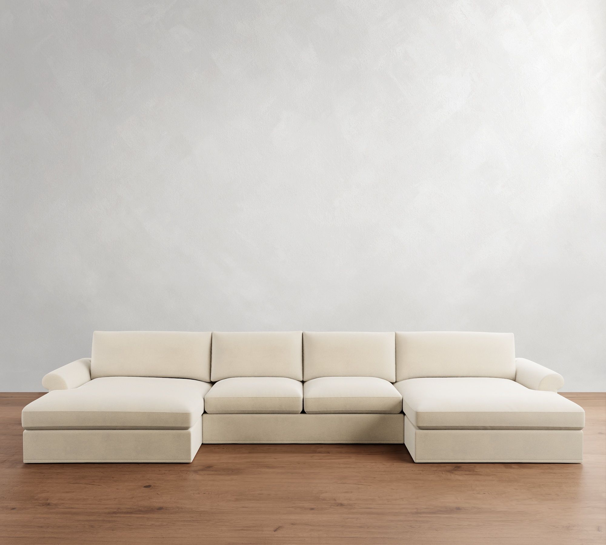 Westwood Roll Arm Slipcovered Double Chaise Sectional (177"&ndash;197")