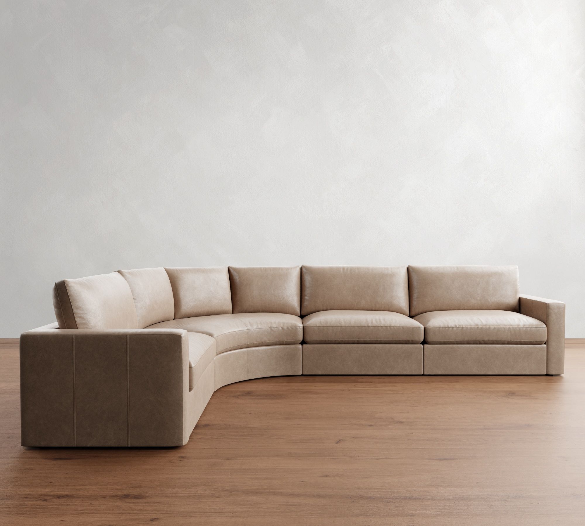 Westwood Square Arm Leather 4-Piece Curved Wedge Sectional (148")