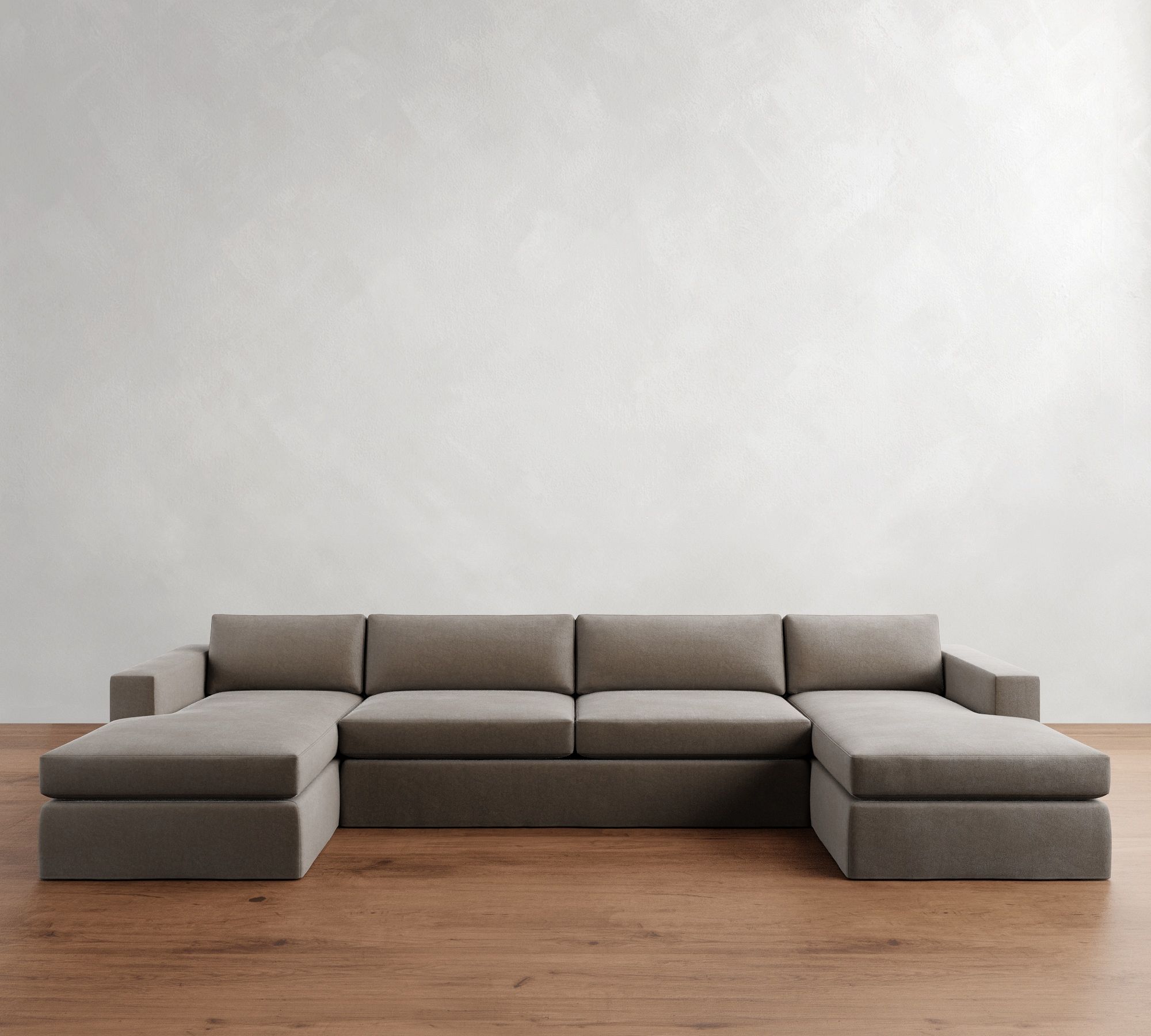 Carmel Wide Arm Slipcovered Double Chaise Sectional (144"&ndash;176")