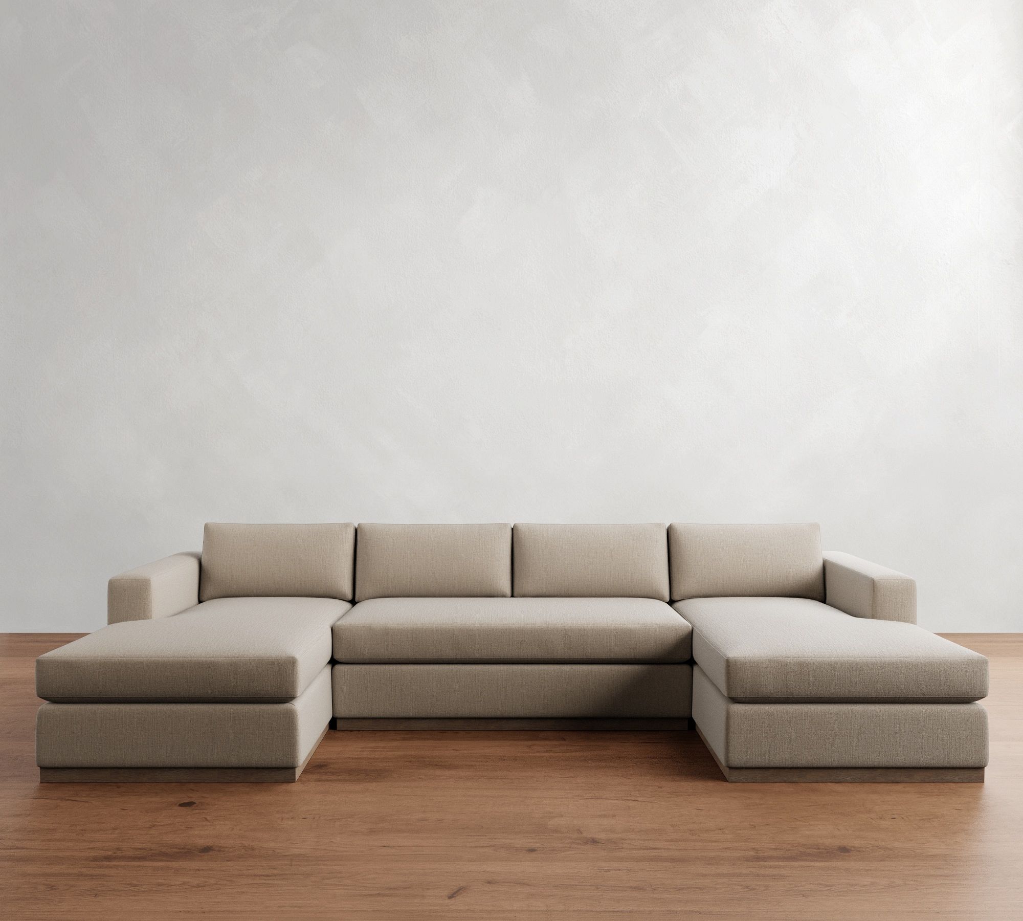 Carmel Wide Arm Wood Base Double Chaise Sectional (144"&ndash;176")