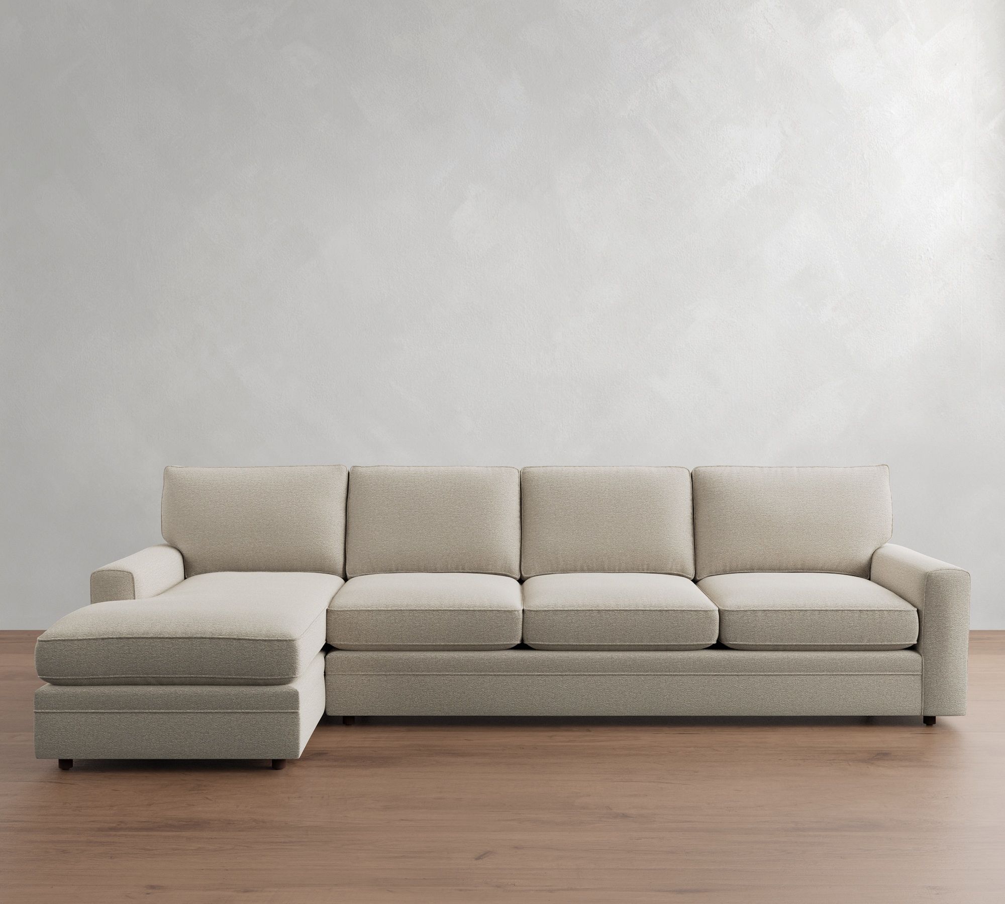 Pearce Square Arm Deep Seat Chaise Sectional (101"&ndash;141")