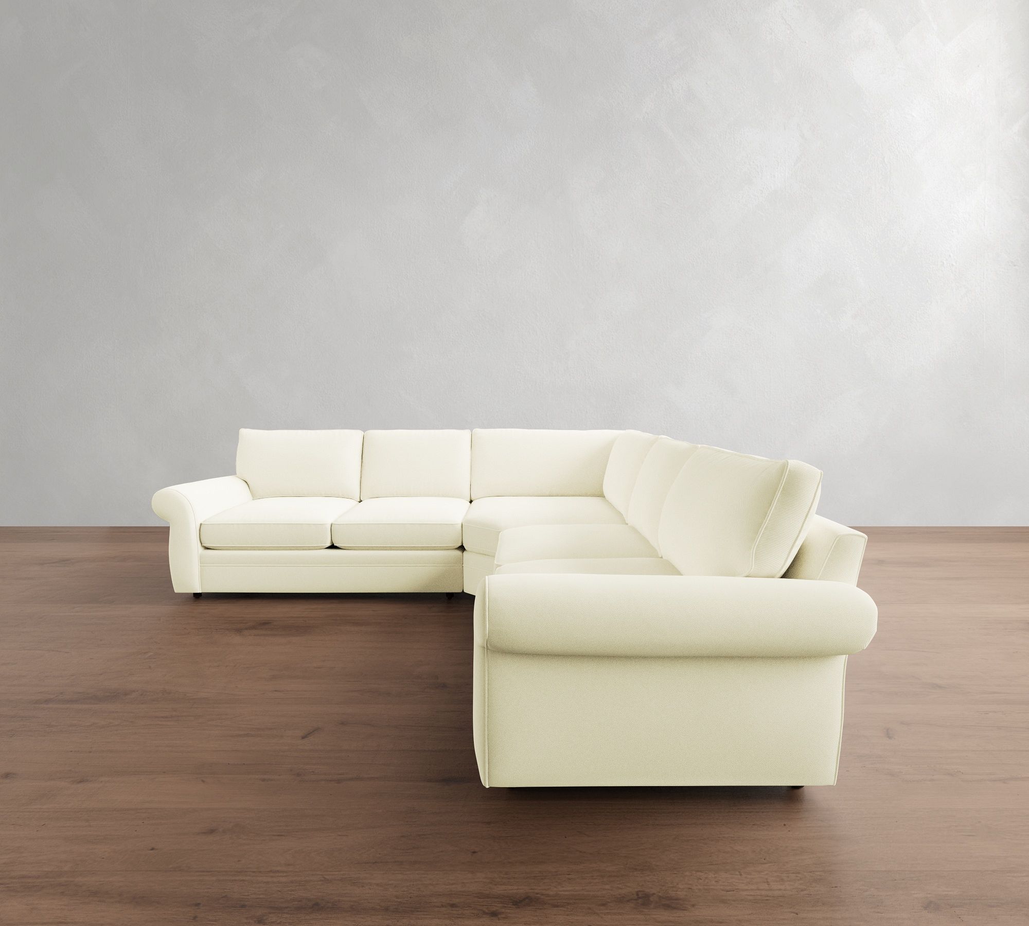 Pearce Roll Arm Deep Seat 3-Piece L-Shaped Sectional (127")