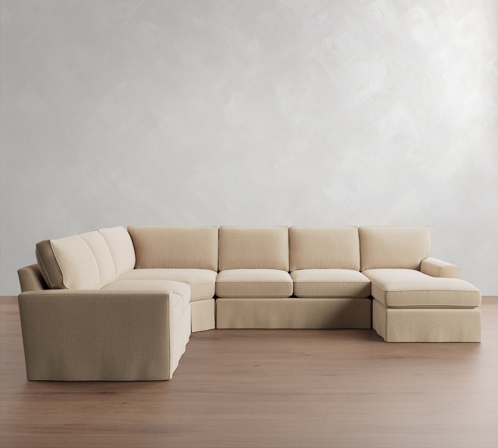 Pearce Square Arm Deep Seat Slipcovered 4-Piece Wedge Sectional (146")